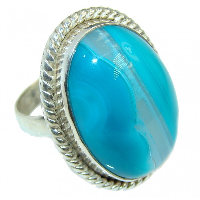 Excellent Blue Botswana Agate Sterling Silver Ring s. 8