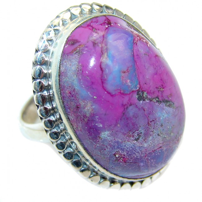 Amazing Copper Purple Turquoise Sterling Silver Ring s. 7 1/2