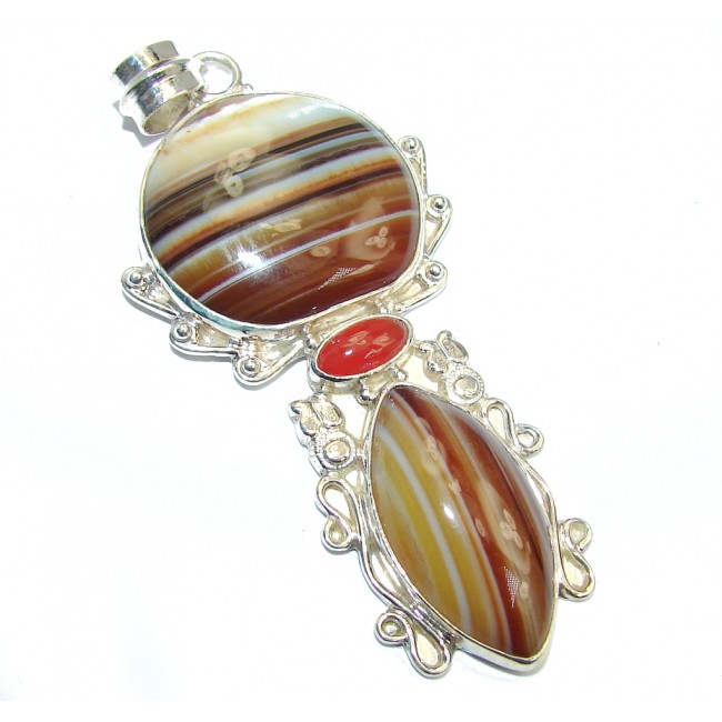 Natural Lace Botswana Agate Sterling Silver Pendant