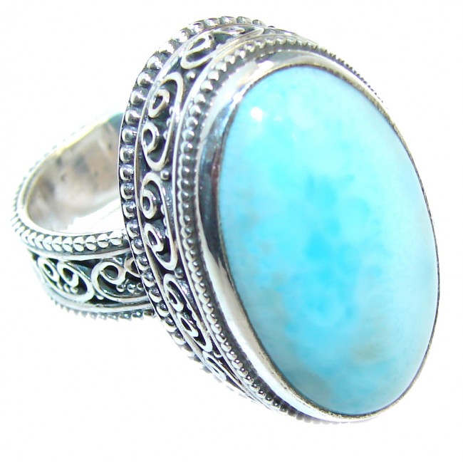 Genuine Vintage Style AAA Blue Larimar Sterling Silver Ring s. 8