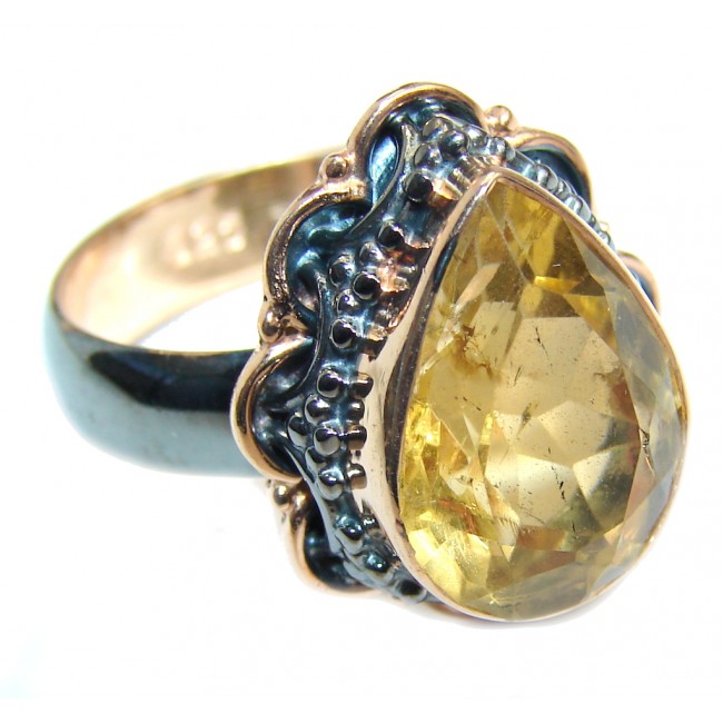 Citrine Rose Gold Rhodium plated over Sterling Silver Handcrafted Ring s. 8