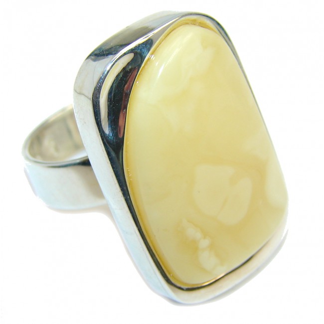 Genuine Butterscotch AAA Baltic Amber Sterling Silver Ring s. 7 1/4 adjustable