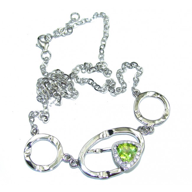 Genuine AAA Green Peridot Sterling Silver Necklaces