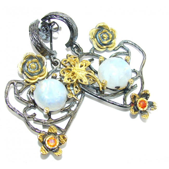 winter Garden White Moonstone Gold Rhodium plated overSterling Silver earrings