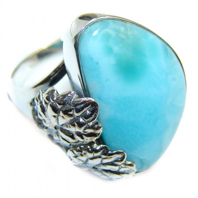 Amazing AAA quality Blue Larimar Sterling Silver Ring s. 8 3/4