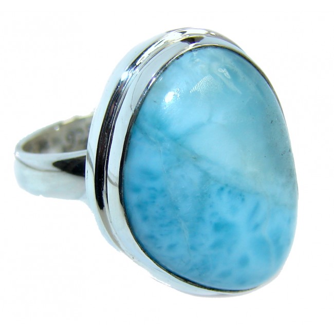 Amazing AAA quality Blue Larimar Sterling Silver Ring s. 8