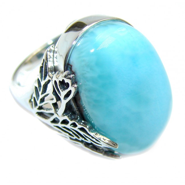 Amazing AAA quality Blue Larimar Sterling Silver Ring s. 7 1/4