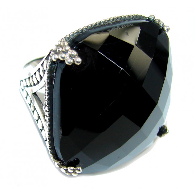 Amazing AAA Black Onyx Sterling Silver ring s. 7 1/2