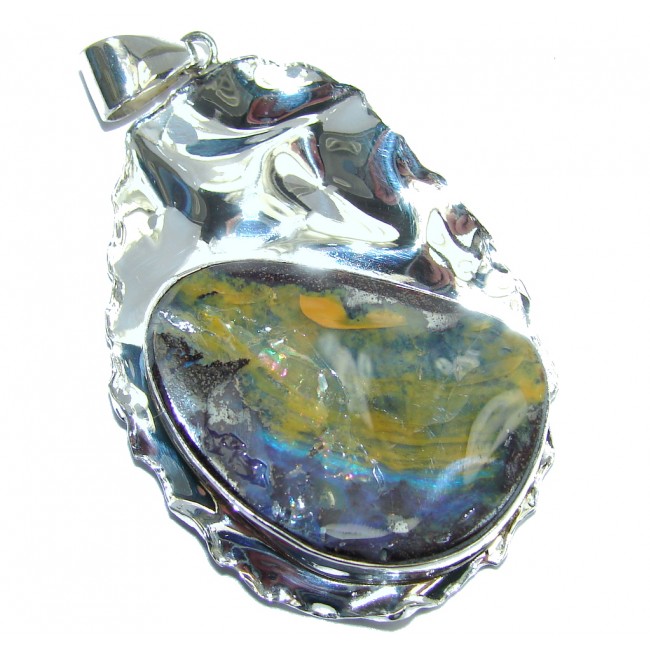 Beautiful AAA+ Australian Boulder Opal Sterling Silver handcrafted Pendant