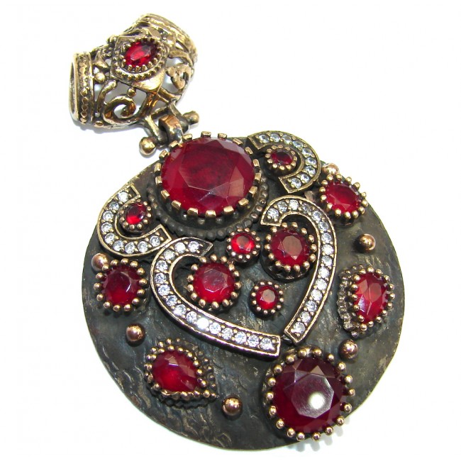 Perfect created Pink Ruby & White Topaz Sterling Silver Pendant