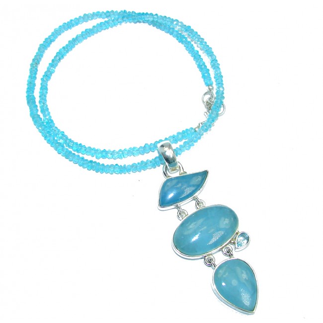 Secret Beauty Blue Aquamarine & Blue Topaz Sterling Silver necklace