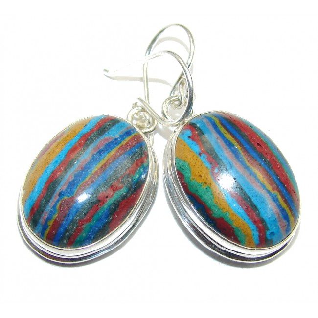 Fabulous Simple Style Rainbow Calsilica Sterling Silver earrings