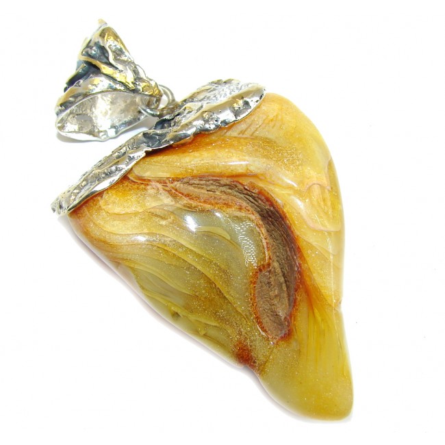 Huge! Incredible AAA Butterschotch Baltic Polish Amber, Gold Plated Sterling Silver Pendant
