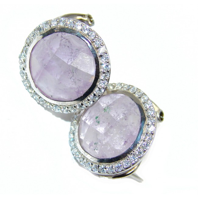 Perfect Purple Amethyst White Topaz Sterling Silver earrings