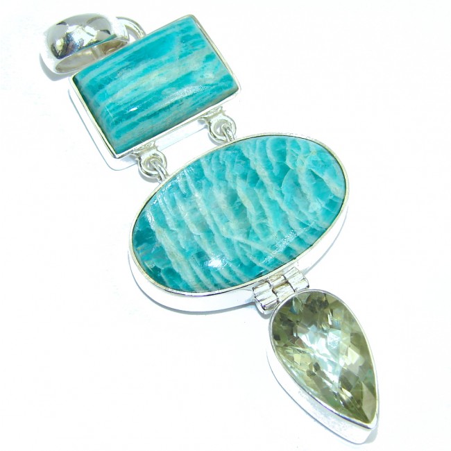 Great quality Amazonite Green Amethyst Sterling Silver Pendant