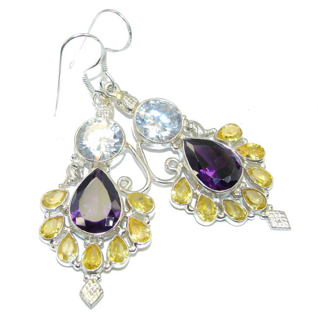 Victorian Style Created Alexandrite Sterling Silver earrings