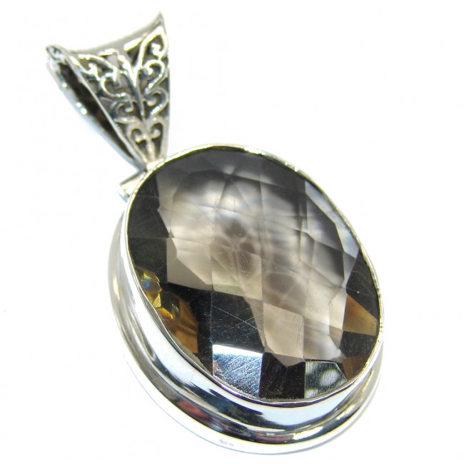 Simple created Smoky Topaz Sterling Silver Pendant