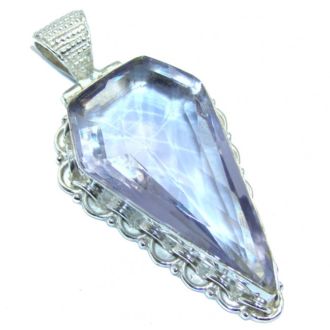 Large Simple created Tanzanite Sterling Silver Pendant