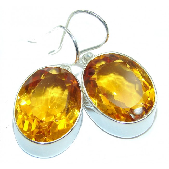 Handcrafted Yellow Golden Quartz Sterling Silver earrings