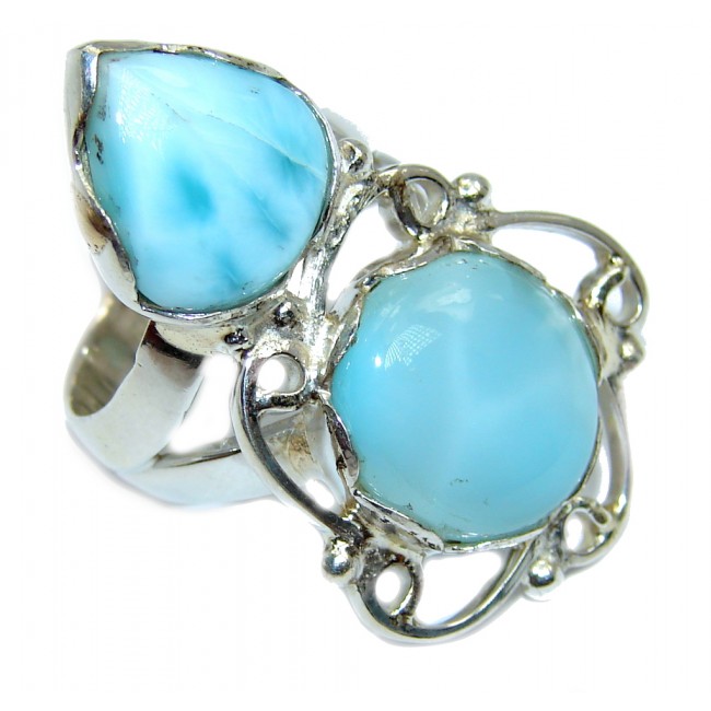 Amazing AAA quality Blue Larimar Sterling Silver Ring size 6