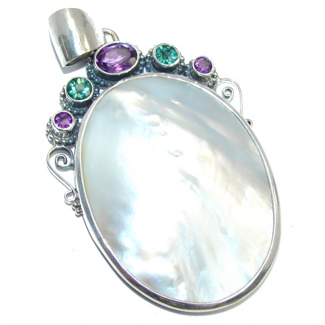 Amazing Quality Rainbow Blister Pearl Sterling Silver Pendant