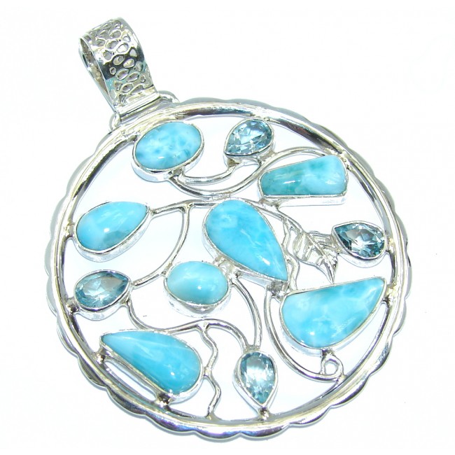 Perfect Harmony AAA Blue Larimar Sterling Silver Pendant