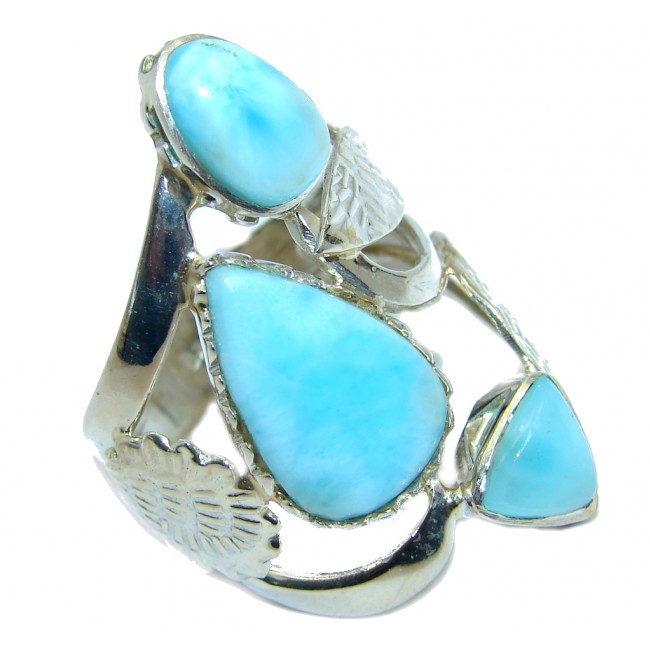 Sublime quality Blue Larimar Sterling Silver Ring size 11