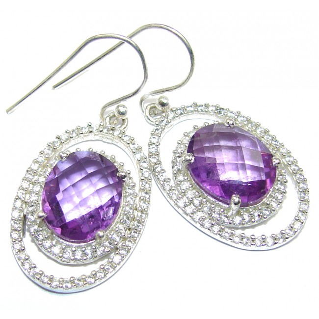 Perfect Purple Amethyst Whiet Topaz Sterling Silver earrings