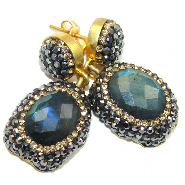 Classic Design Fire Labradorite & Spinel copper plated over Sterling Silver earrings