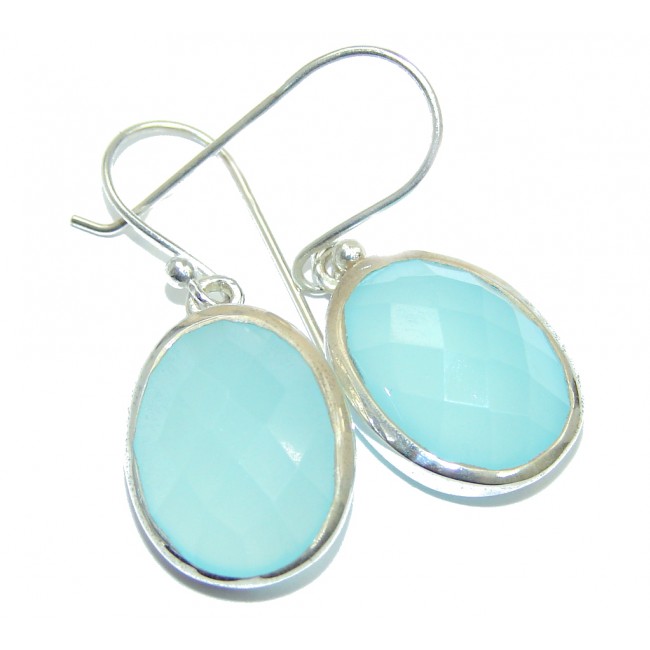 Exceptional Blue River Chalcedony Agate Sterling Silver earrings
