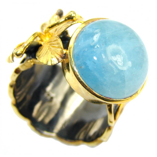 Passiom Fruit Aquamarine Gold Rhodium Plated Sterling Silver Ring s. 7