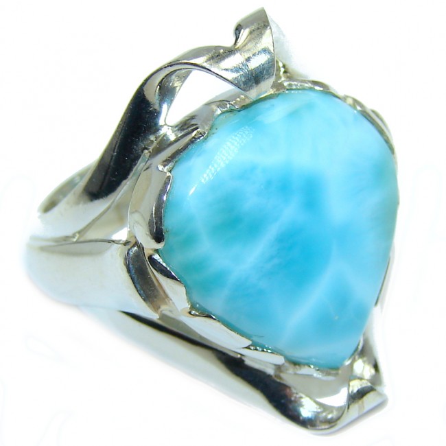 Genuine AAA Blue Larimar Sterling Silver Ring s. 8