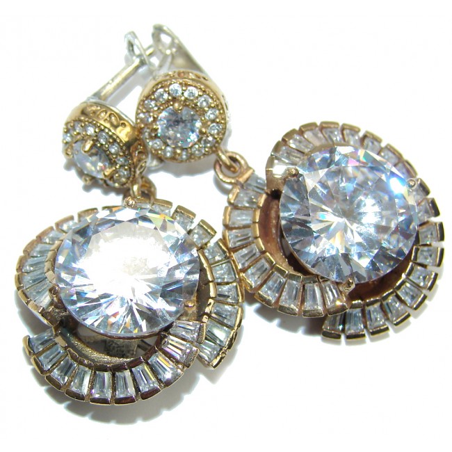 Victorian Style White Topaz copper plated over Sterling Silver earrings