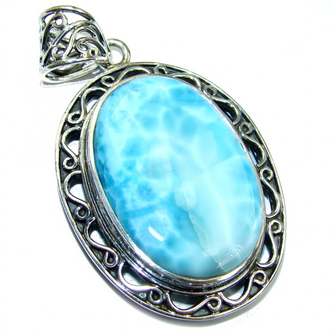 Nature's Treasure Genuine Blue Larimar Sterling Silver Pendant