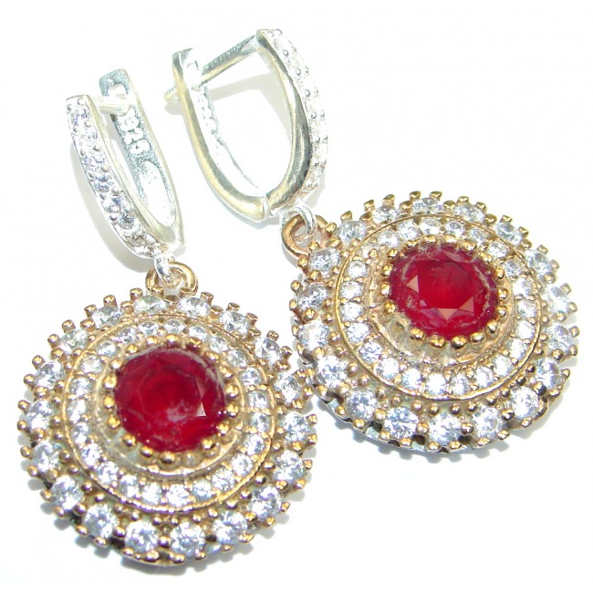Victorian Style created Ruby Sterling Silver Earrings