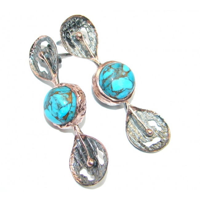 Turquoise Rose Gold Rhodium plated over Sterling Silver earrings