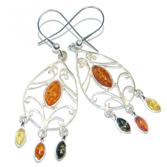 Chandelier Baltic Amber Sterling Silver earrings