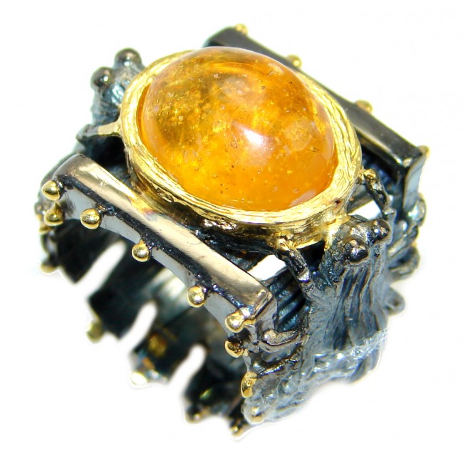 Summer Blast natural Citrine Gold Rhodium plated over Sterling Silver Ring s. 5 1/2