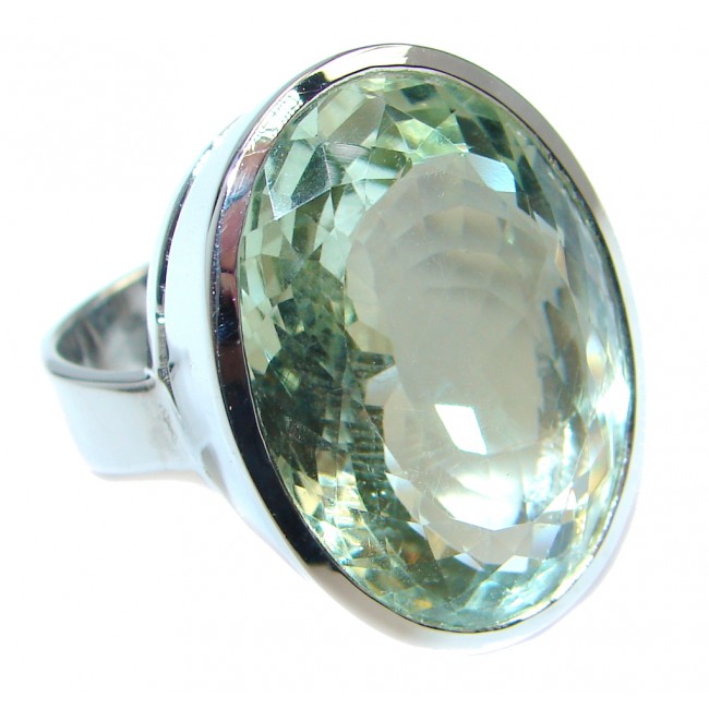 Huge Sublime Green Amethyst Sterling Silver ring s. 7
