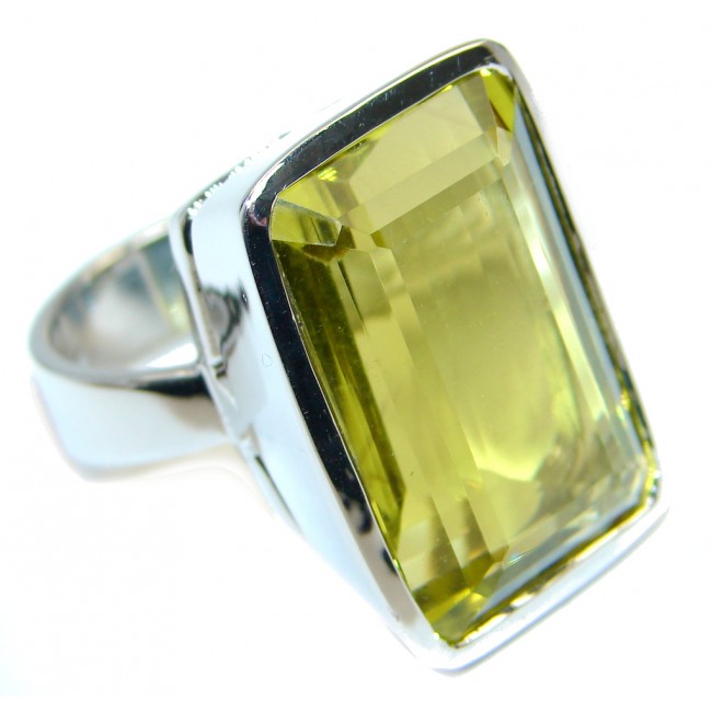 Big Natural Yellow Citrine Sterling Silver Ring s. 8