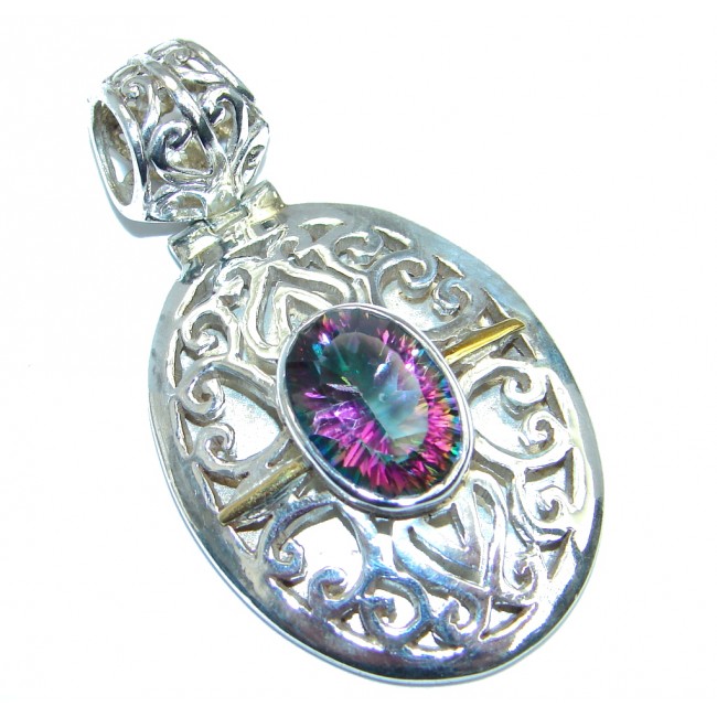 Spectacular Indonesian Design Magic Topaz Two Tones Sterling Silver Pendant