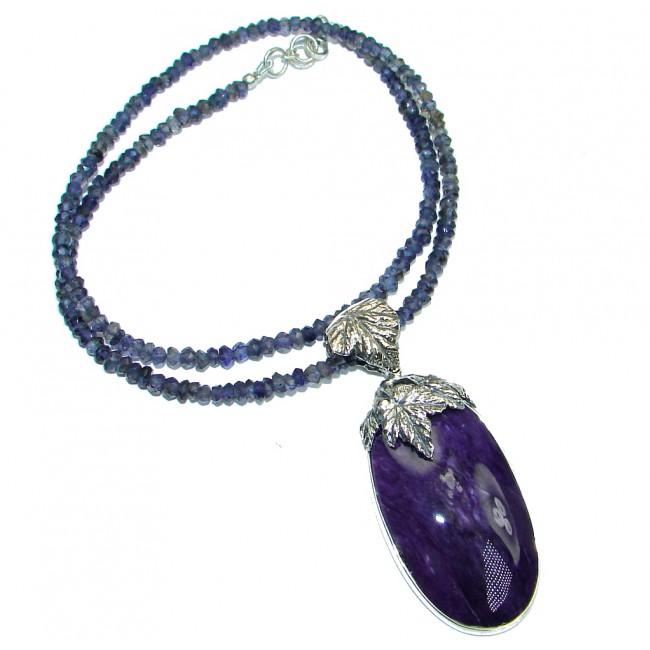 Siberian Purple Charoite Iolite Sterling Silver handmade Necklace