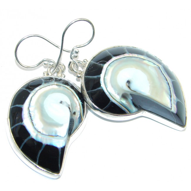 Fabulous Black Ocean Shell Sterling Silver earrings