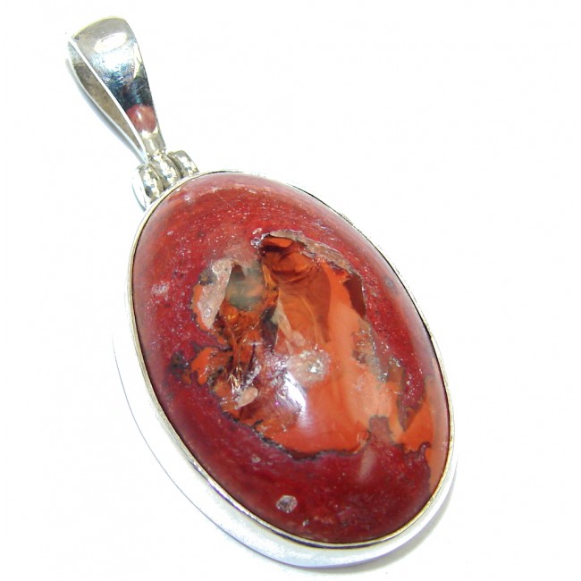 Mexican Fire Opal Oxidized Sterling Silver handmade Pendant
