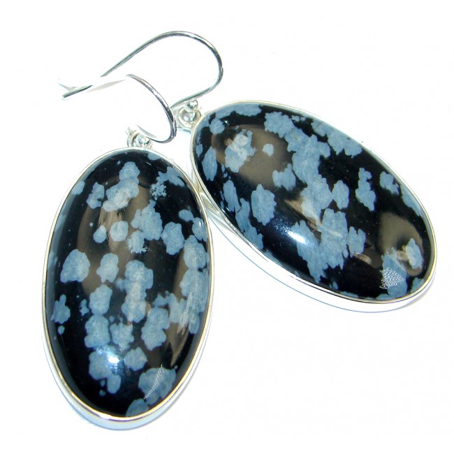 Fantastic Black Snowflake Obsidian Sterling Silver earrings