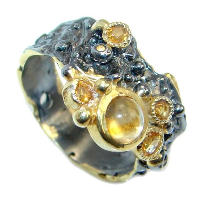 Summer Blast natural Citrine Gold Rhodium plated over Sterling Silver Ring s. 10