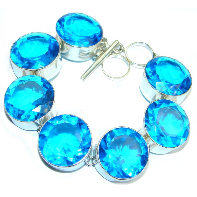 Ocean Passion created Blue Topaz Sterling Silver handcrafted Bracelet