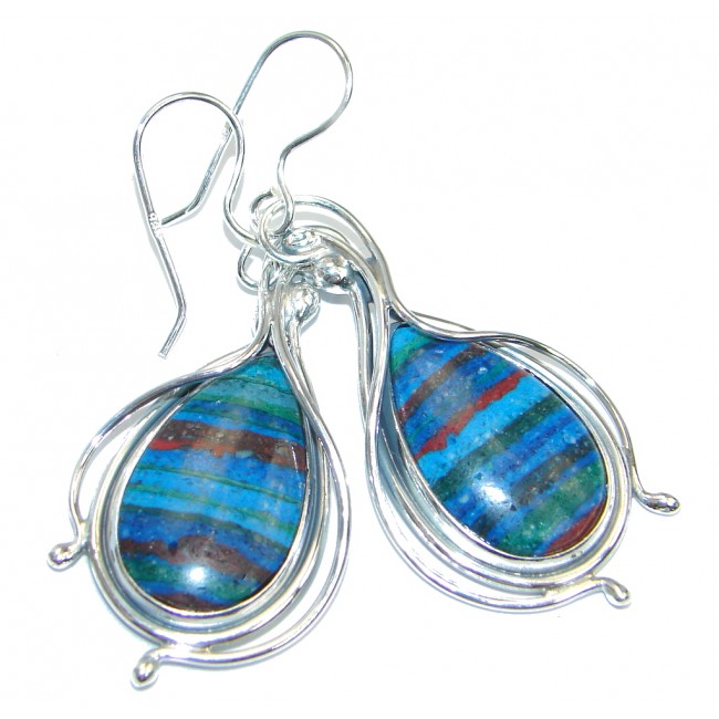 Rainbow Calsilica Sterling Silver handmade earrings