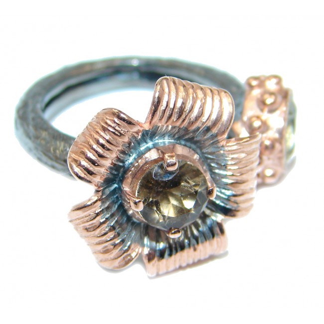 Genuine Smoky Topaz Rose Gold plated over Sterling Silver ring size 6 and up