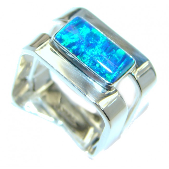 Classic Beauty created Opal Sterling Silver ring s. 9